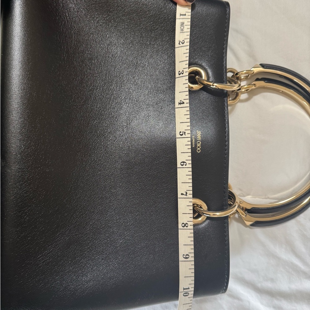 Jimmy Choo Black Satchel with Gold Accents - Picture 6 of 7